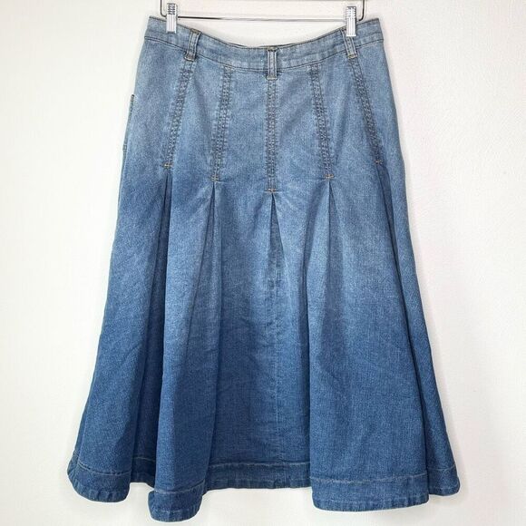 Urban Outfitters BDG Donovan Pleated Ombré Denim Midi Skirt - Women’s US L - Picture 2 of 9